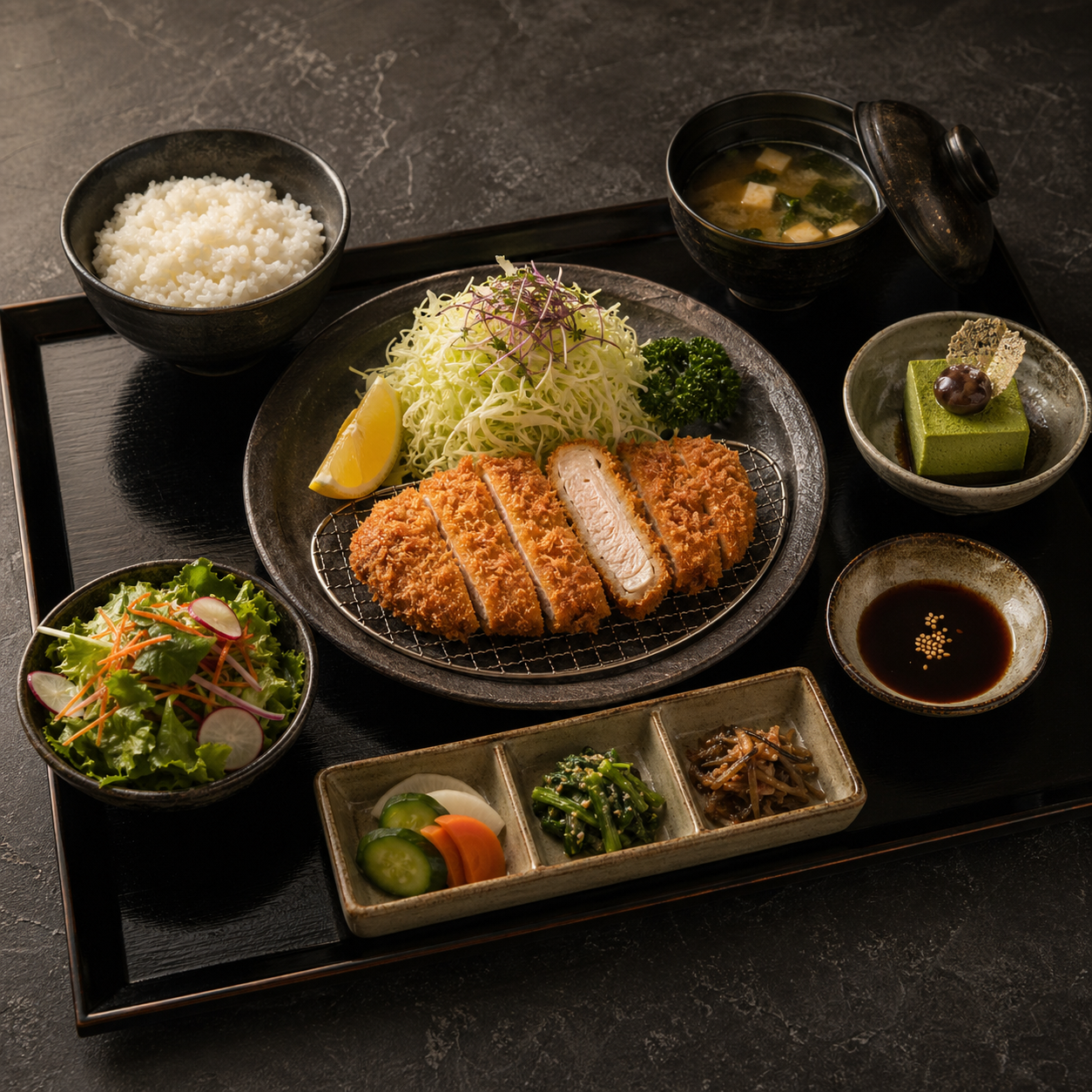 Chicken katsu teishoku at Kinu Dining