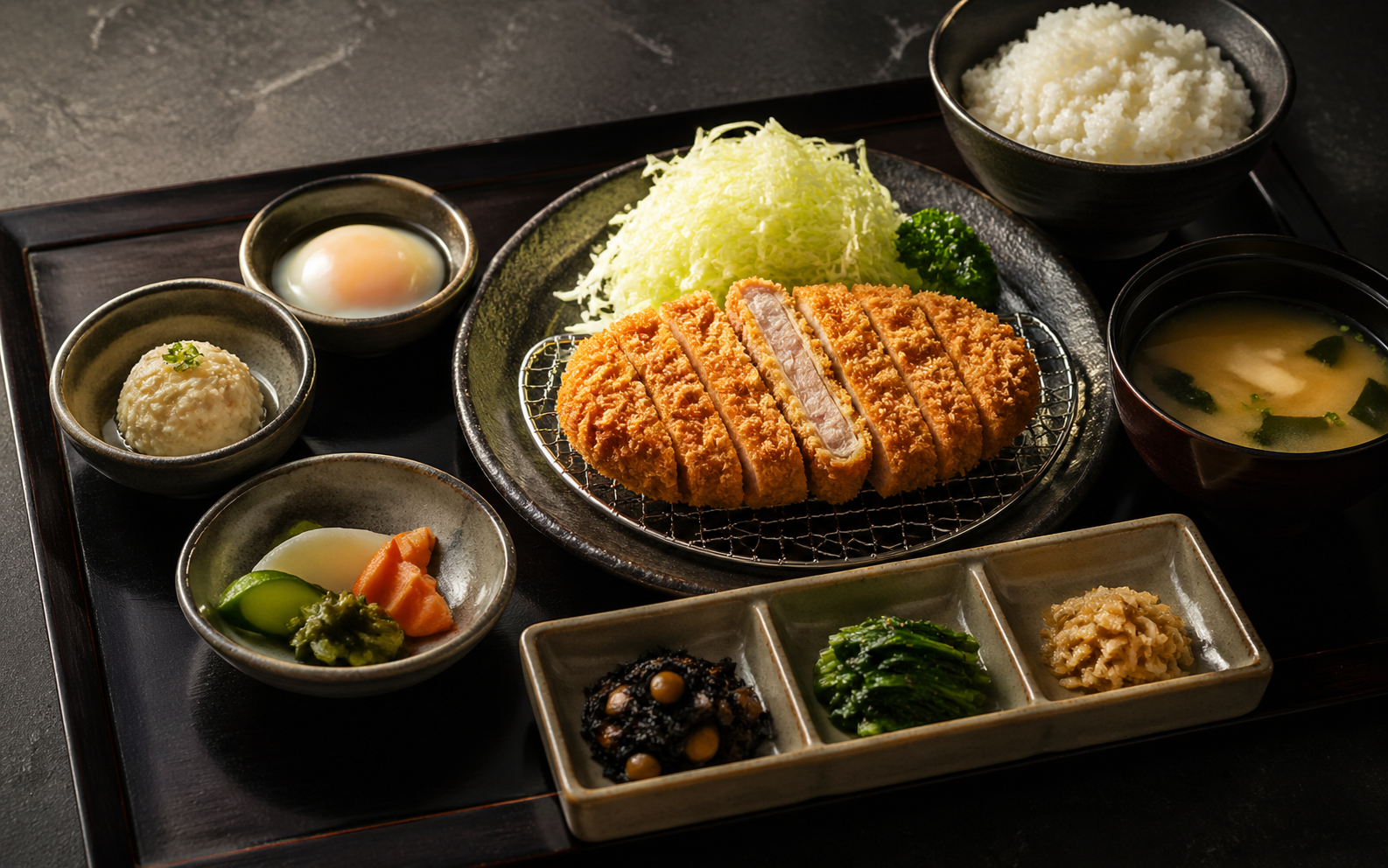 Pork katsu teishoku at Kinu Dining